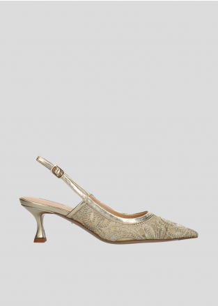 LOLA CRUZ Heleed shoes Mod. 203Z77BK gold