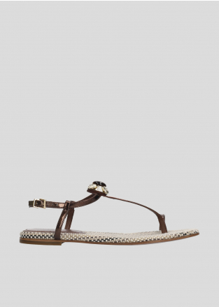 LOLA CRUZ Flat Sandals Mod. 207Z17BK dark brown